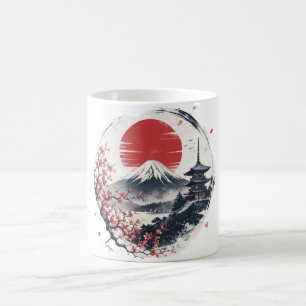 Caneca De Café Serenidade do Pôr do Sol no Monte Fuji – Arte Japo