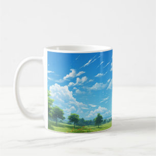 Caneca De Café Serenidade no Céu: Céu Azul e Nuvens