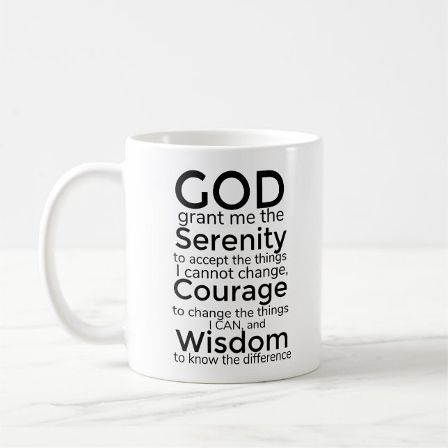 Caneca De Café Serenity Prayer em caracteres negros e limpos Coff (Esquerda)