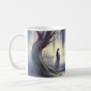 Caneca De Café Sereno Lago de Fantasia com Salgueiro e Garça