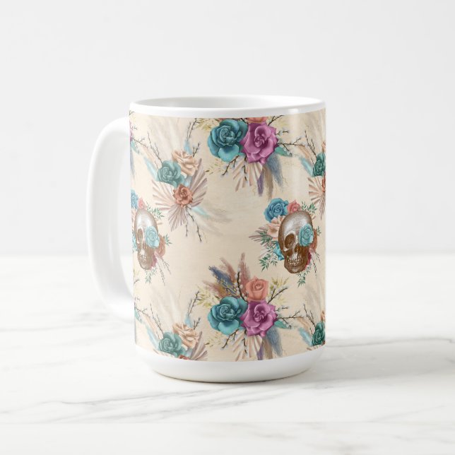 Caneca De Café Série Boho Caveira Design 3  (Frente Esquerda)