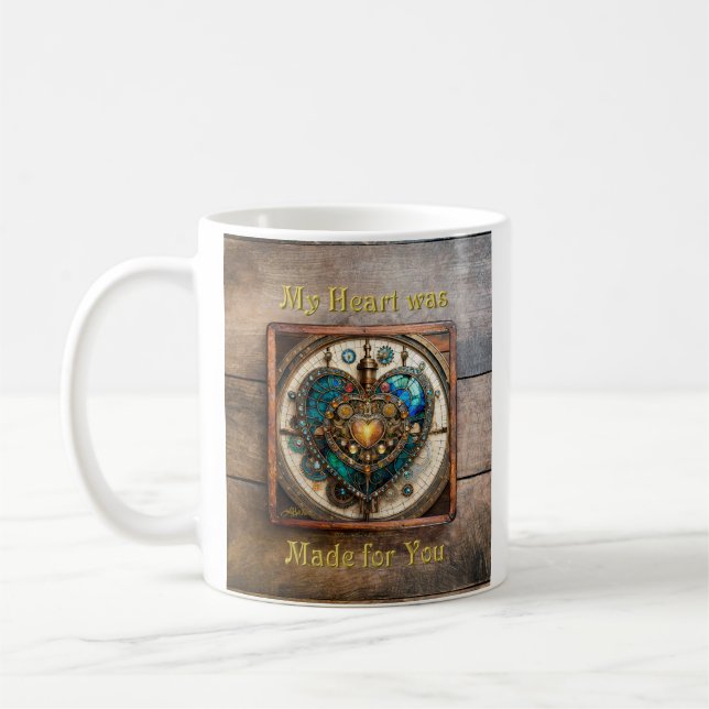 Caneca De Café Série Coração de Vidro Manchado Dourado Steampunk (Esquerda)