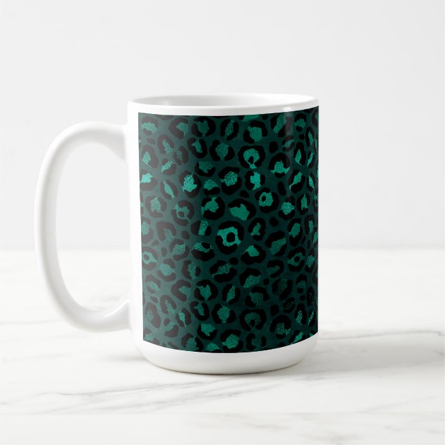 Caneca De Café Série Teal e Gold Leopard Design 4   (Esquerda)