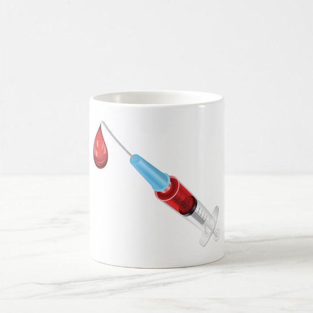 Caneca De Café Seringa De Sangue Com Uma Gota Vermelha (Criador carregado)