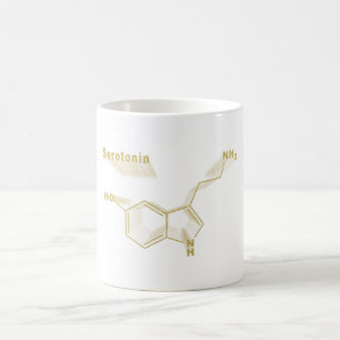 Caneca De Café Serotonina Hormona Ouro de fórmula química estru