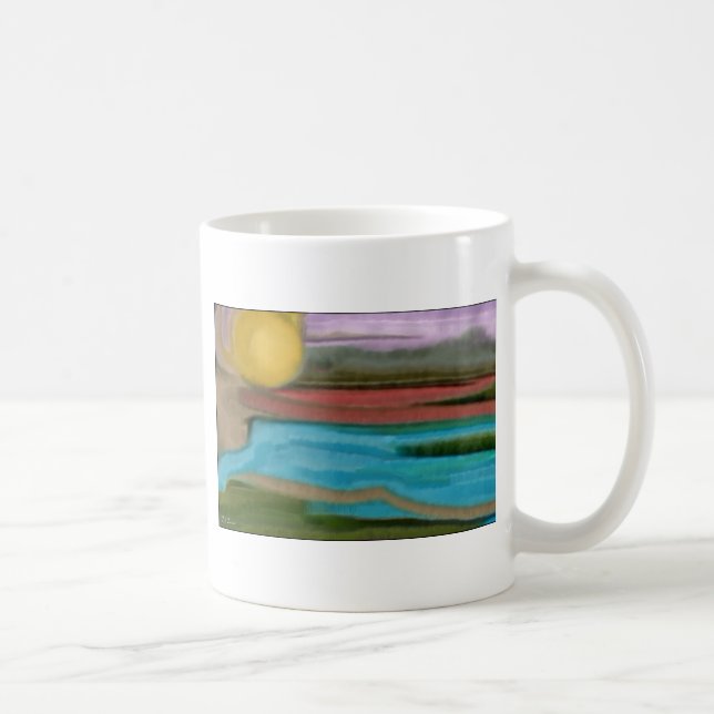 Caneca De Café Serra Sunrise Abstrato Art (Direita)