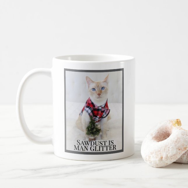 Caneca De Café Serragem É Gato De Glitter Cute Lumberjack (Com Donut)