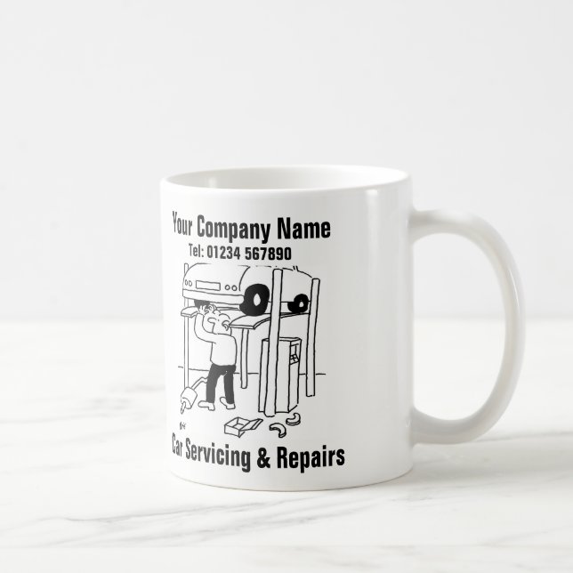 Caneca De Café Serviço e Reparos de Carros Cartoon (Direita)