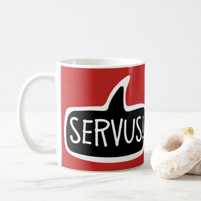 Caneca De Café SERVIDOR! Bolha de Discurso de Alô Austríaca e Báv (Com Donut)
