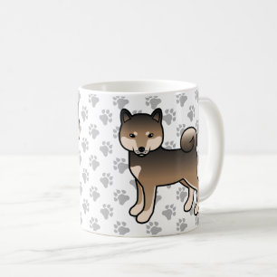 Caneca De Café Sesame Shiba Inu - Cão e patas de cartoon