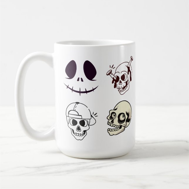Caneca De Café Set of Four Unique Skull Illustrations (Esquerda)