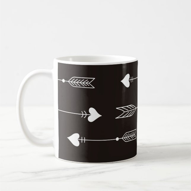 Caneca De Café Setas, corações, padrão de abstrato. (Esquerda)