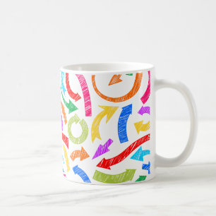 Caneca De Café Setas scribbled coloridas