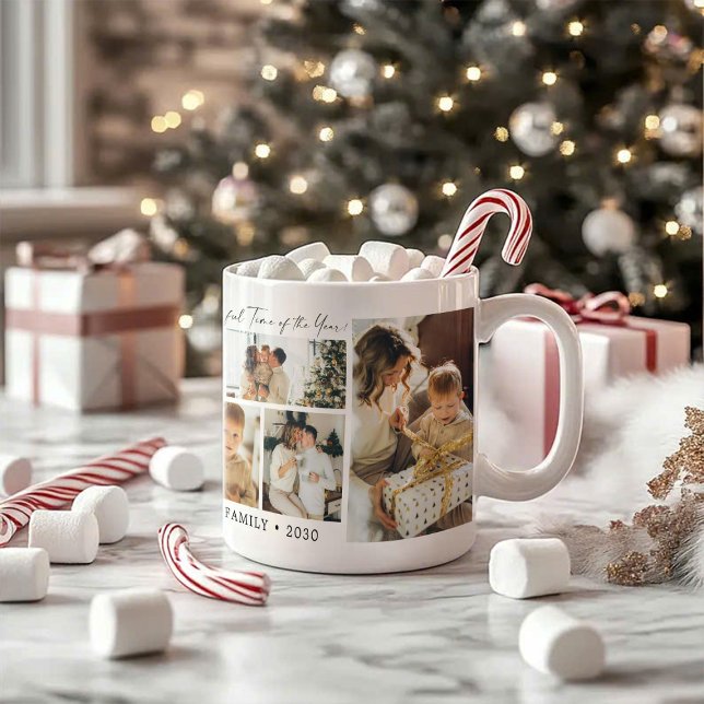 Caneca De Café Sete Fotos Simples Colagem de Cupão de Natal (Criador carregado)