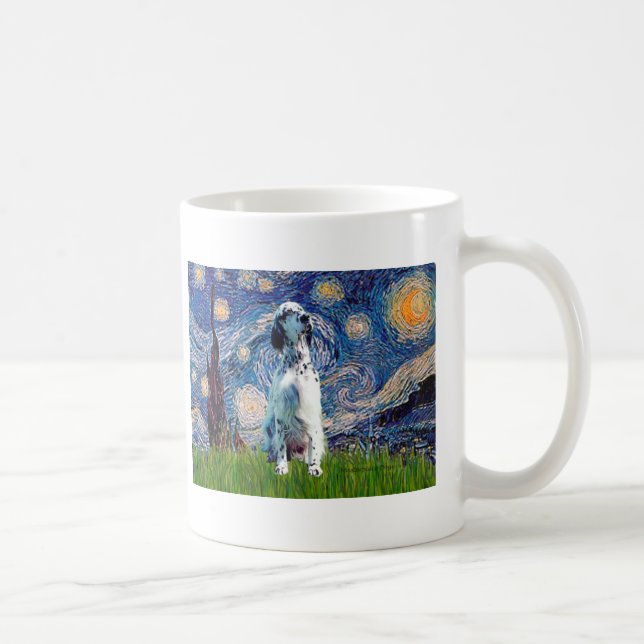 Caneca De Café Setter Inglês (BW) - Noite Estrelada (Direita)