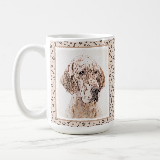 Caneca De Café Setter Inglês Laranja Belton - Pintura de Cão (Esquerda)
