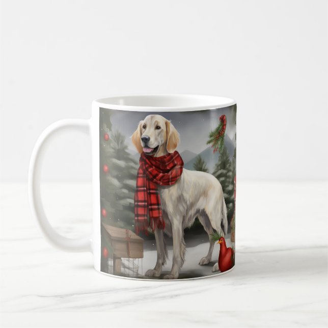 Caneca De Café Setter Inglês no Natal com Neve (Esquerda)