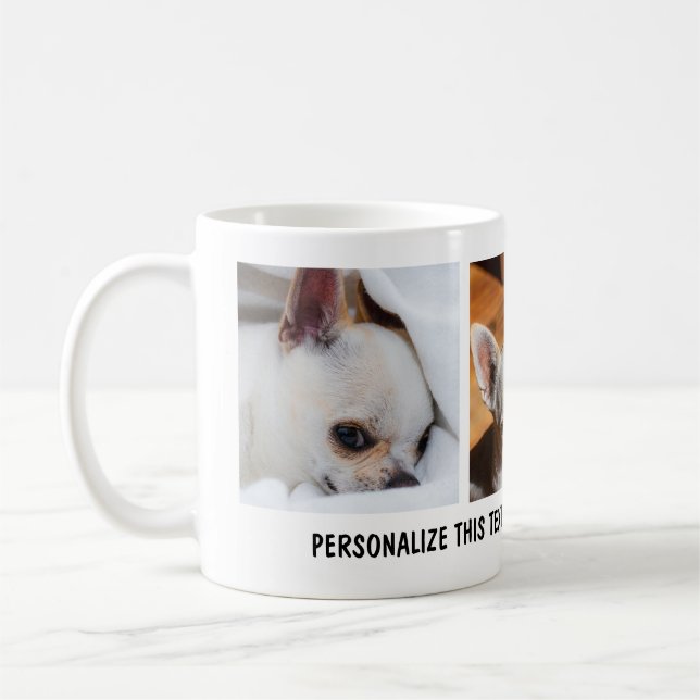 Caneca De Café Seu cão de estimação, chihuahua, fotos personaliza (Esquerda)