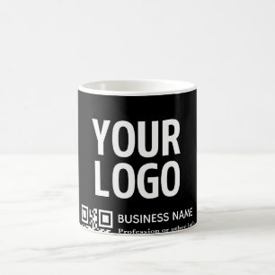 Caneca De Café Seu logotipo com código QR e texto editáveis