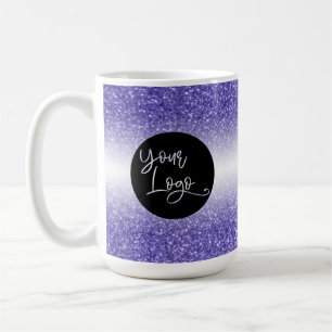 Caneca De Café Seu Logotipo Corporativo Brilho Roxo e Ombre Branc