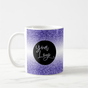 Caneca De Café Seu Logotipo Corporativo Brilho Roxo e Ombre Branc