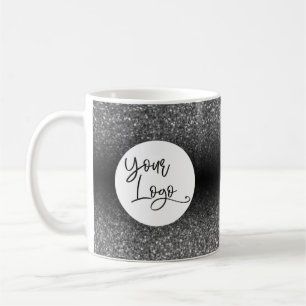 Caneca De Café Seu logotipo corporativo, ombre prata e preto