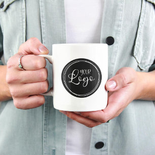 Caneca De Café Seu logotipo empresarial em círculo preto