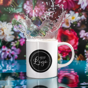 Caneca De Café Seu logotipo empresarial em círculo preto