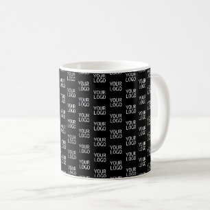 Caneca De Café Seu Logotipo Empresarial Padrão Elegante Meio Pa