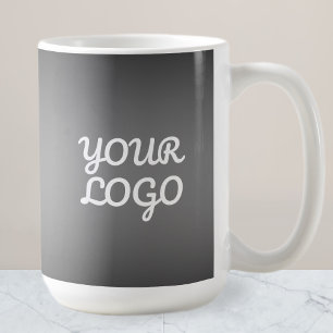 Caneca De Café Seu Logotipo & Ombre de Cor Cinza Escuro Moderno E