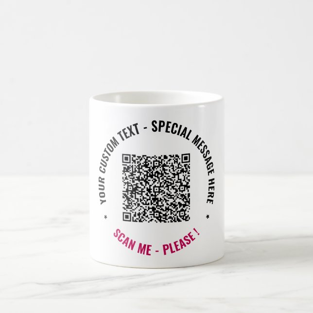 Caneca De Café Seu módulo de café QR com texto e cor personalizad (Centro)