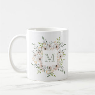 Caneca De Café Seu monograma em um quadro da flor