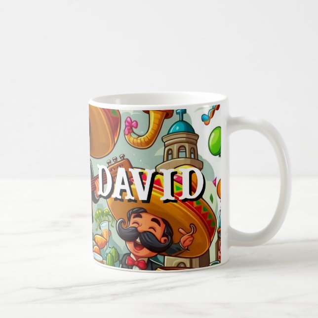 Caneca De Café "Seu Nome" Festa Customizável (Direita)