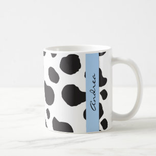 Caneca De Café Seu nome - impressão animal, pontos da vaca -