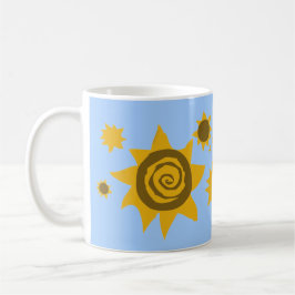 Caneca De Café Seu nome Sunflower Yellow Brown Blue Sky Art