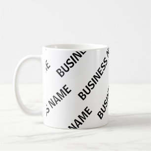 Caneca De Café Seu Padrão de Nome de Negócio Preto & Branco