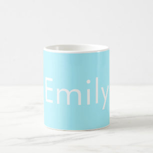 Caneca De Café Seu Próprio Nome ou Palavra Azul Céu Suave