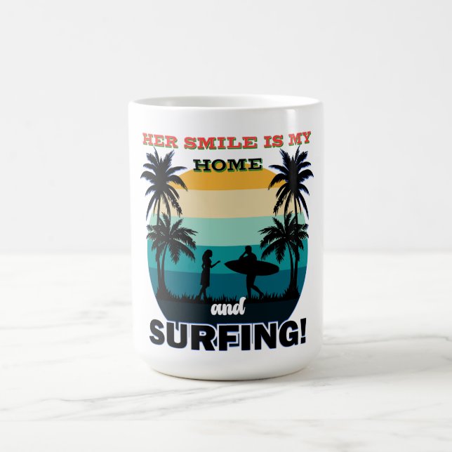 Caneca De Café Seu sorriso é minha casa e surfando - Surf românti (Centro)