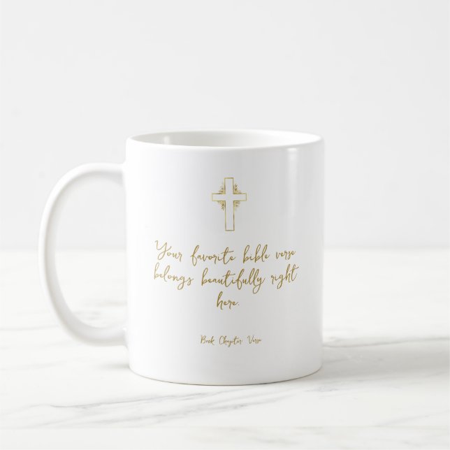 Caneca De Café Seu versículo bíblico favorito - cruz dourada (Esquerda)