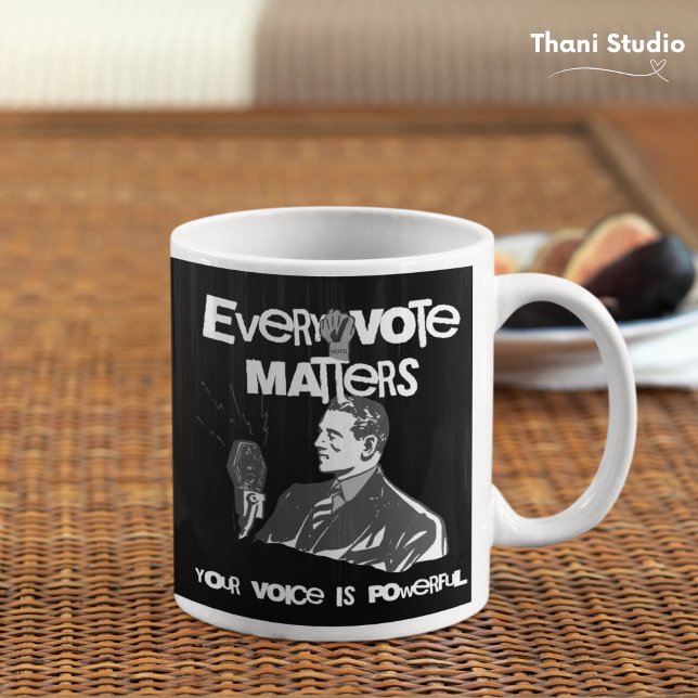 Caneca De Café Seu Voto Importa Eleição Branco Político Impresso (Criador carregado)