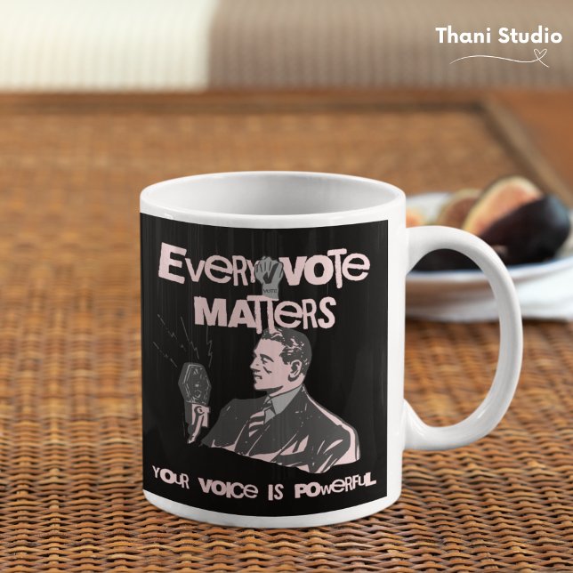 Caneca De Café Seu Voto Importa Eleição Rosa Política Impresso (Criador carregado)