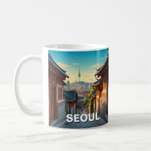 Caneca De Café Seul Bukchon Coreia do Sul Sunset