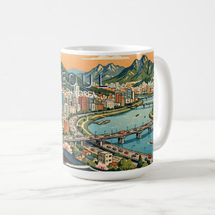 Caneca De Café Seul Coreia do Sul Viagem Arte Vintage