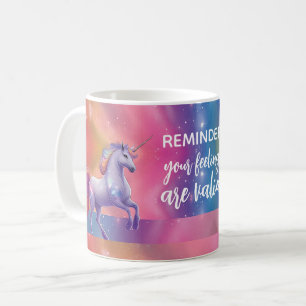 Caneca De Café Seus Sentimentos São Válidos Do Rainbow Unicorn