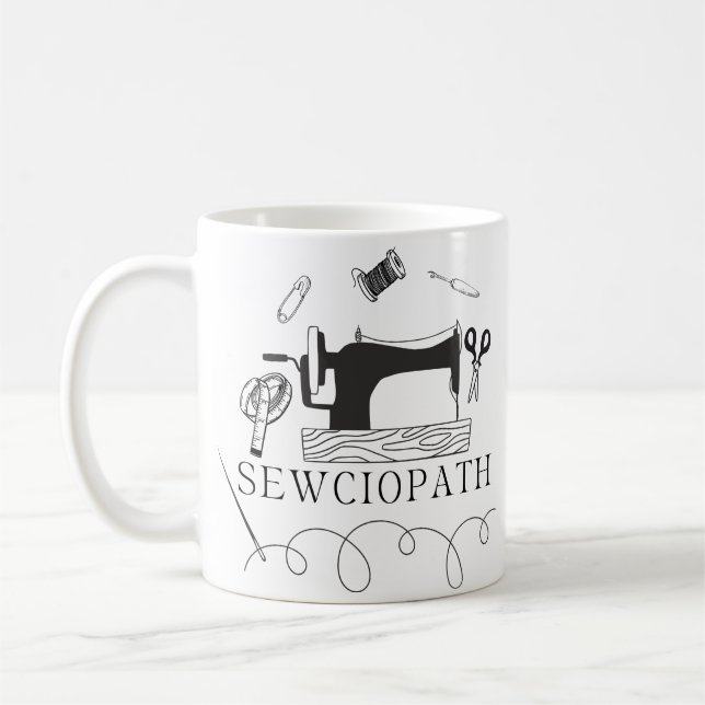 Caneca De Café Sewciopath Funny Sewing Lover Gift Idea  (Esquerda)