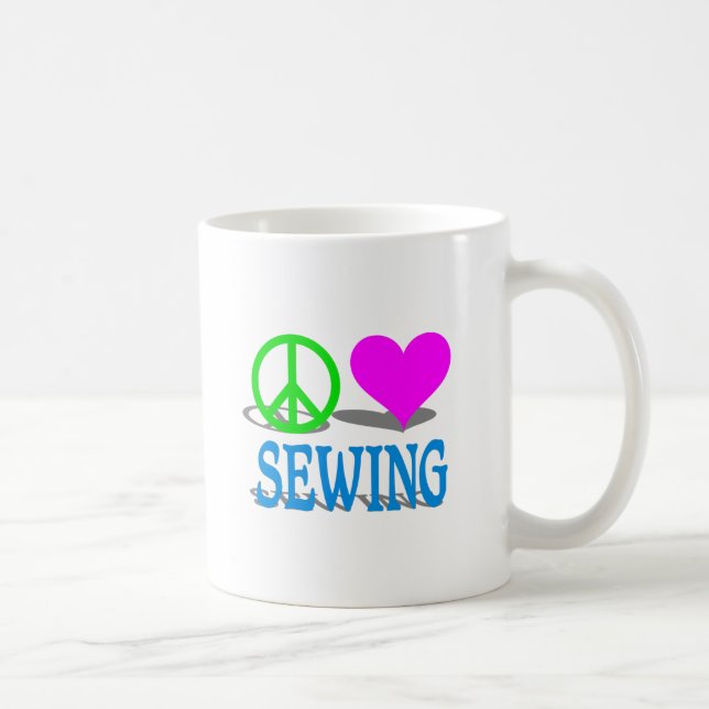 Caneca De Café Sewing do amor da paz (Direita)