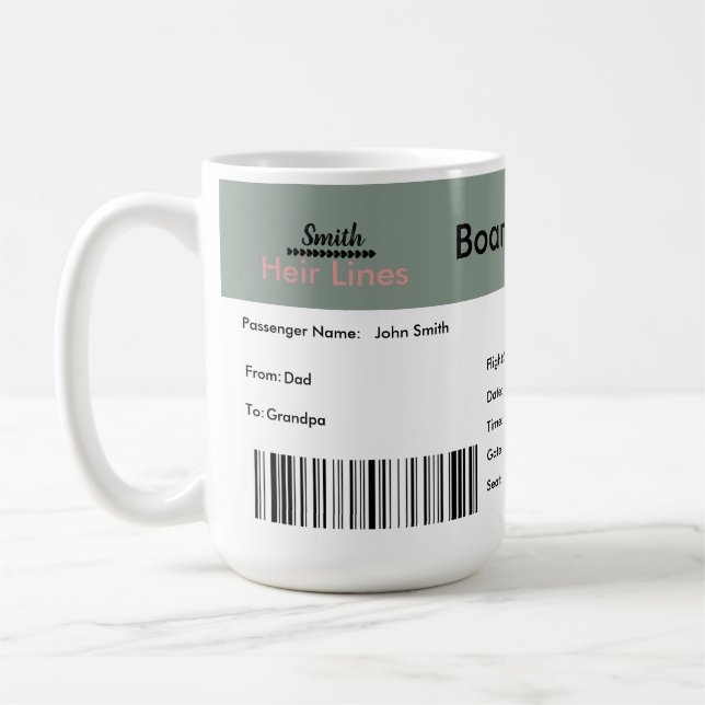 Caneca De Café Sexo Anúncio de Gravidez com Bilhete Aéreo Neutro (Esquerda)