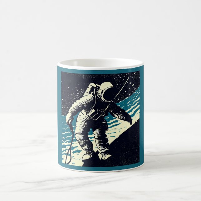 Caneca De Café SF - Astronauta no Spacewalk Woodcut 2 (Centro)