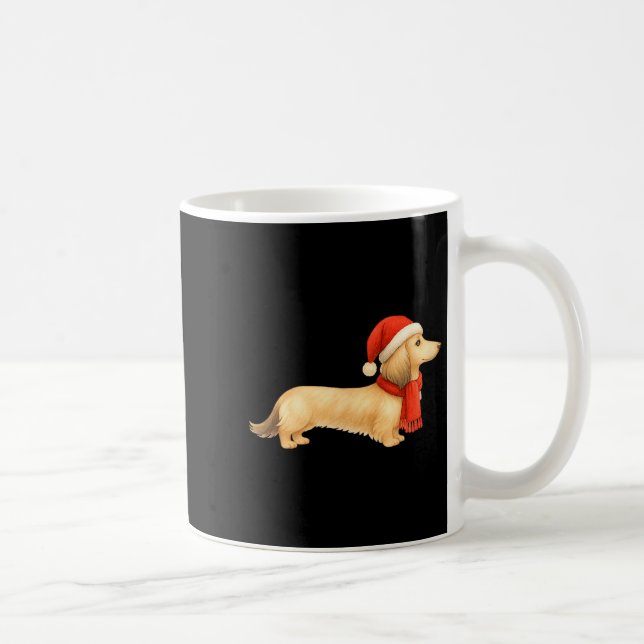 Caneca De Café Shaded Cream Christmas Dachshund Dog Mom Funny Cut (Direita)