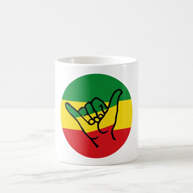 Caneca De Café Shaka Mão Com Cores De Reggae (Centro)